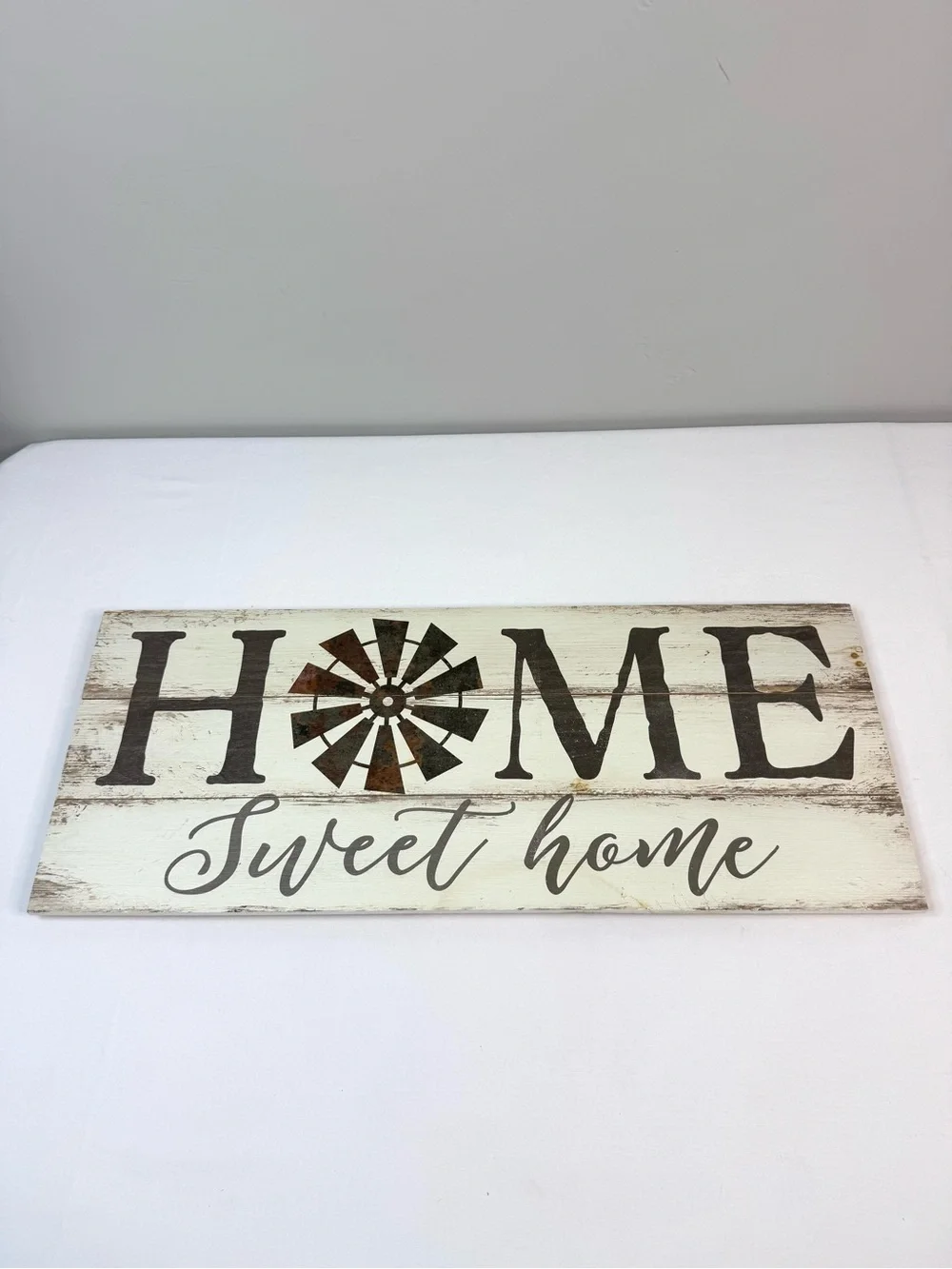 Rustic Wooden Farmhouse Wall Sign Home Sweet Home Windmill
